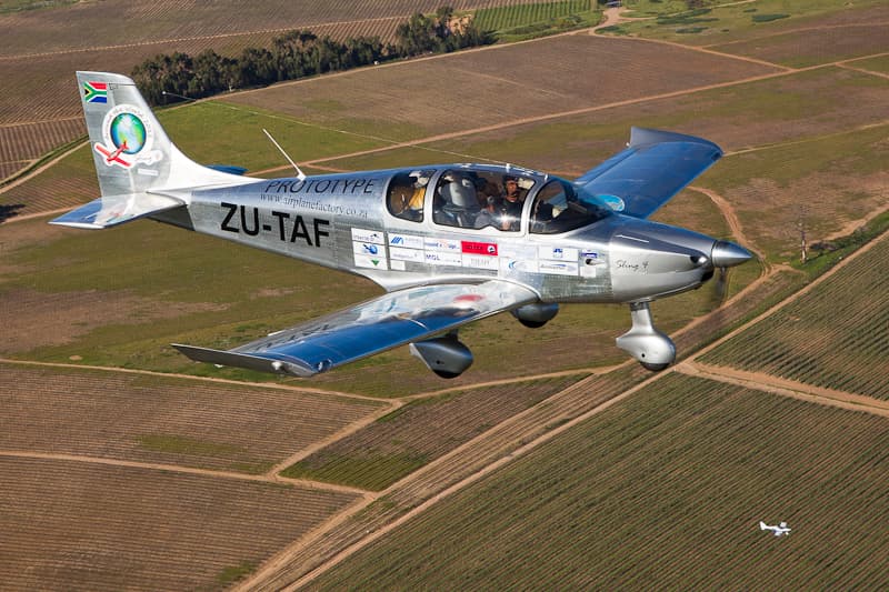 Sling 4 prototype light aircraft in flight